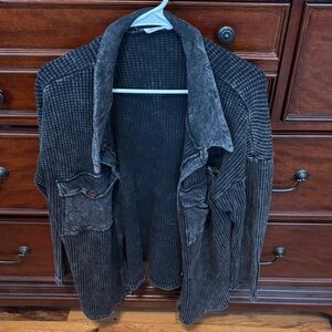 BUCKETLIST Charcoal Waffle Knit Cardigan